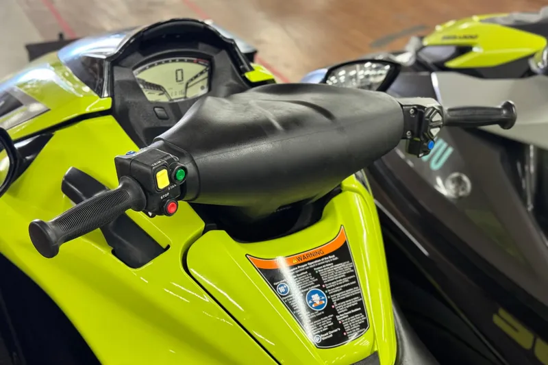 Slide: The Image of Close-up of 2021 Kawasaki Jetski Ultra 310X handlebars and dashboard. - 9