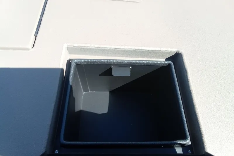 Slide: The Image of Open storage compartment on 2026 Thor 1754 Fish Hammer boat deck. - 8