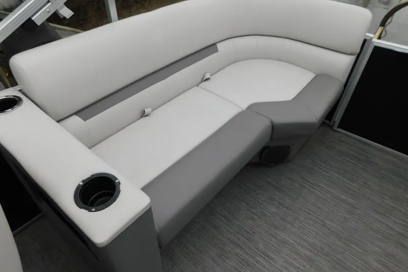 Slide: The Image of Luxurious seating on 2021 Godfrey Sweetwater 2286 SBX pontoon boat with cup holders. - 18