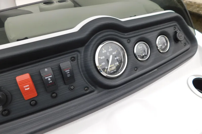 Slide: The Image of Dashboard of 2021 Godfrey Sweetwater 2286 SBX boat with gauges and switches. - 27