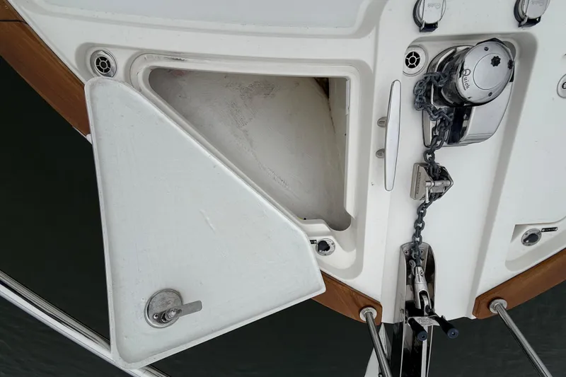 Slide: The Image of 2023 Sabre 43 Salon Express anchor locker with chain and winch system. - 16