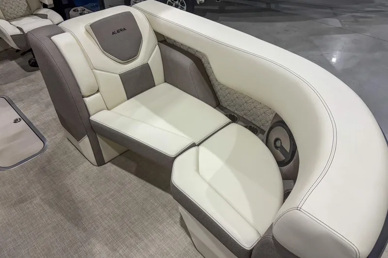 Slide: The Image of Luxurious Alera M23Q 2026 boat seating with elegant beige and gray upholstery. - 7