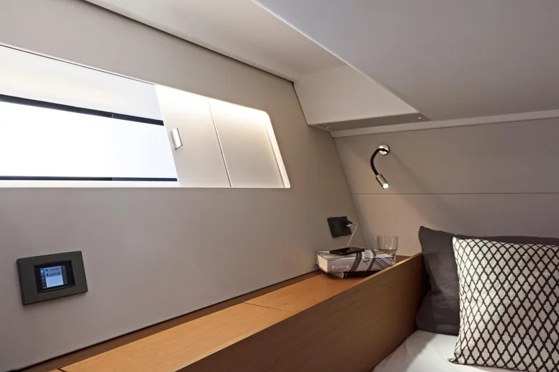Slide: The Image of Luxurious interior cabin of 2026 Beneteau First 53 yacht with modern design elements. - 10