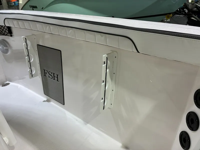 Slide: The Image of Interior view of Yamaha 222 FSH Sport 2026 boat deck. - 14