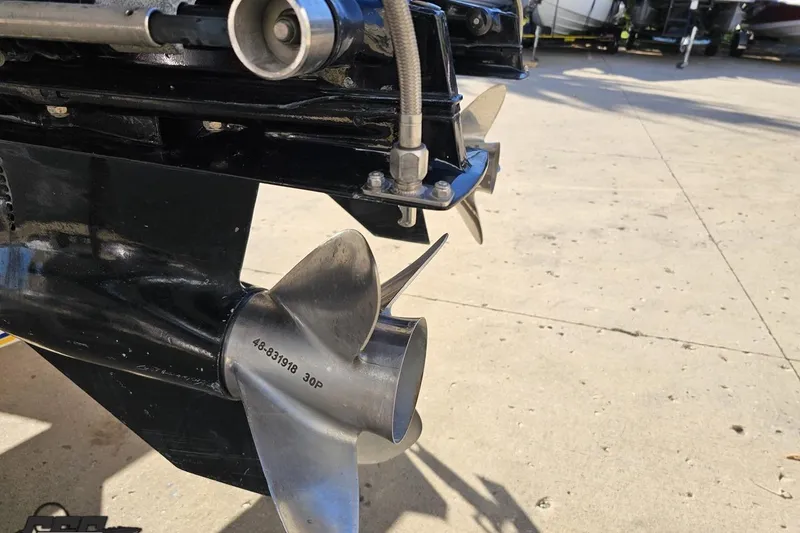 Slide: The Image of Close-up of a 2003 Donzi 38 ZX boat propeller and drive system. - 29