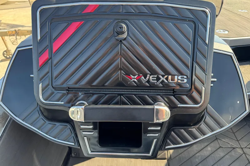 Slide: The Image of 2023 Vexus VX20 boat dashboard with sleek design and logo. - 15