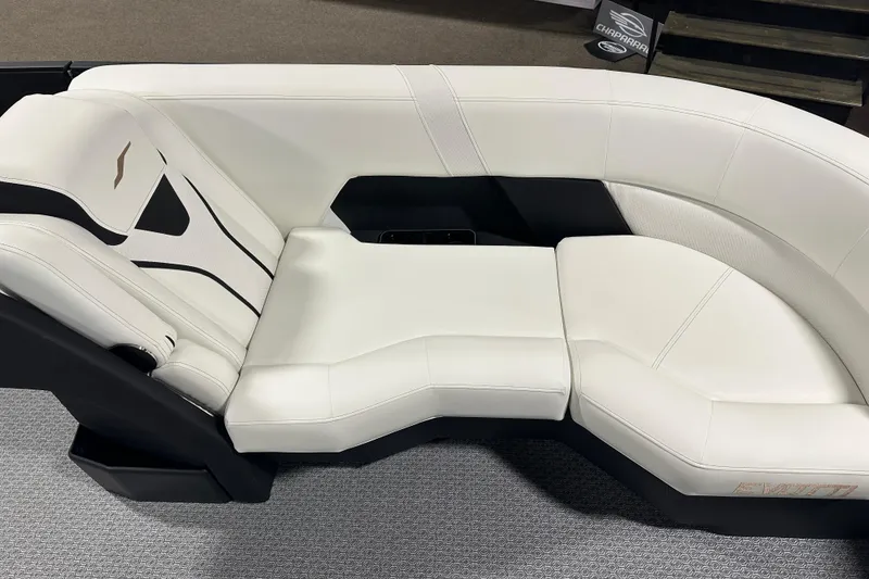 Slide: The Image of Luxurious white seating in a 2026 Evotti 723CS boat interior. - 8