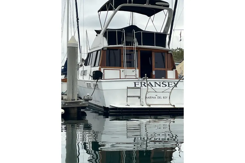 Slide: The Image of 1989 Bayliner 3888 MY Sedan docked at Marina del Rey. - 1