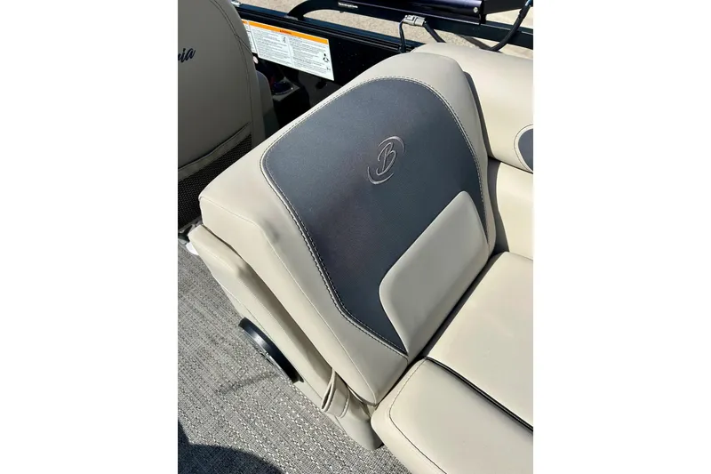 Slide: The Image of 2024 Barletta ARIA 22QC boat seat with elegant beige and gray upholstery. - 42