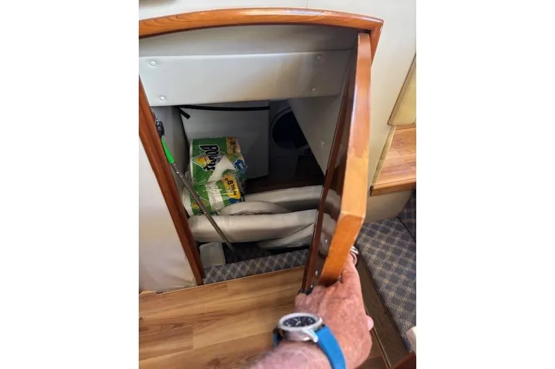 Slide: The Image of Wooden door inside 2004 Carver 466 Motor Yacht, featuring elegant interior design. - 68