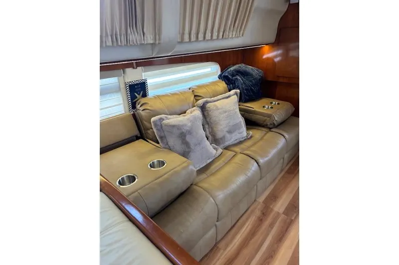 Slide: The Image of Interior of 2004 Carver 466 Motor Yacht with wood finish and nautical decor. - 39