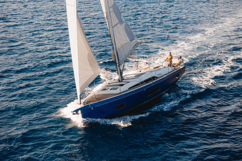 The Image of 2026 Beneteau Oceanis 47 sailing on open sea, showcasing sleek design and performance. - 0