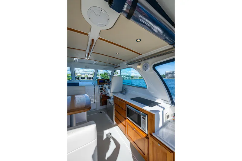 Slide: The Image of Interior of 2020 Back Cove 340 yacht with modern kitchen and ocean view. - 29