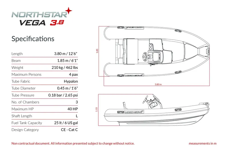 Slide: The Image of Northstar Vega 3.8 boat specifications with Tohatsu 30HP engine, 2026 model. - 4