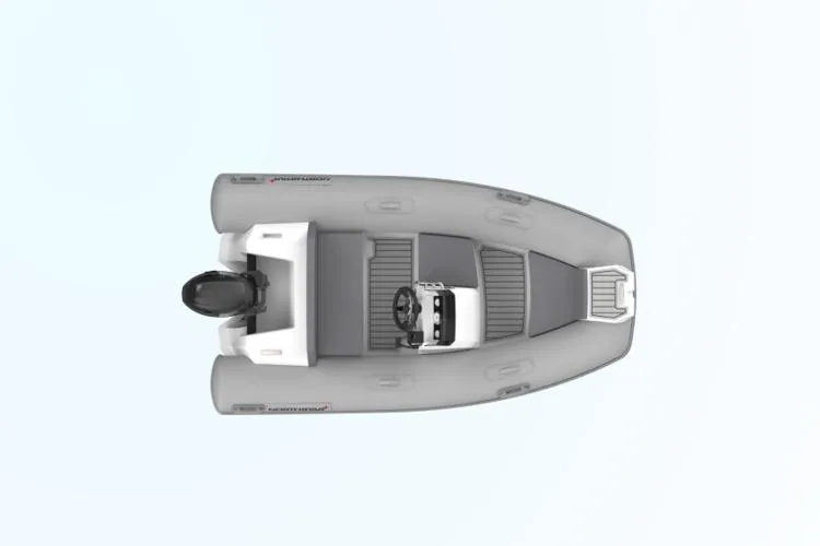 Slide: The Image of Northstar Vega 3.8 boat with Yamaha 30HP engine, displayed at Tender Care Boats showroom. - 9