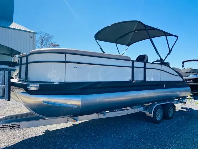 Slide: The Image of 2022 Barletta Cabrio C24UC pontoon boat on trailer with canopy. - 6