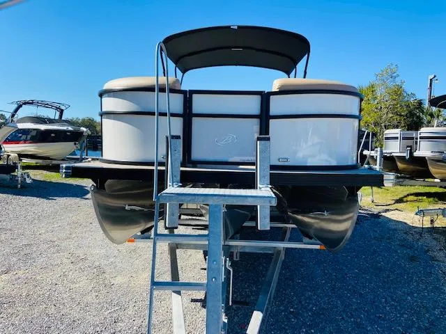 Slide: The Image of 2022 Barletta Cabrio C24UC pontoon boat on trailer, front view. - 7