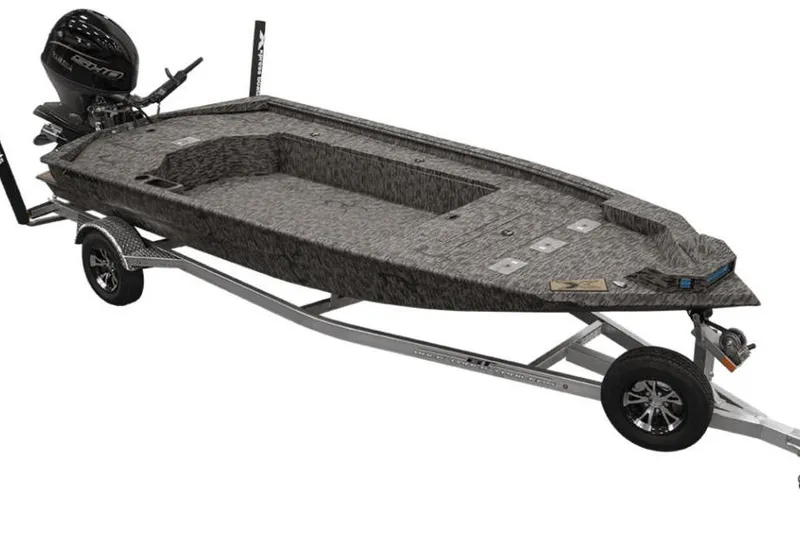 The Image of 2026 Xpress X18DB boat on trailer, featuring sleek design and powerful outboard motor. - 1