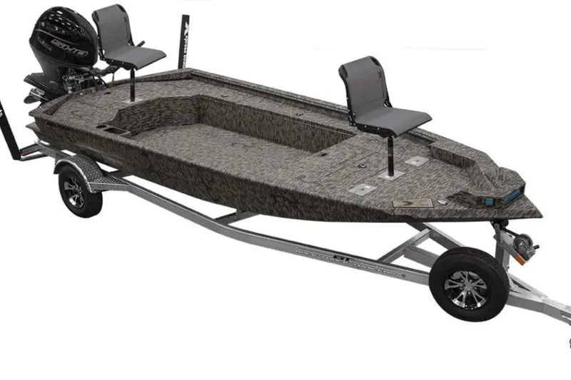 Slide: The Image of 2026 Xpress X18DB boat on trailer with two seats and outboard motor. - 3