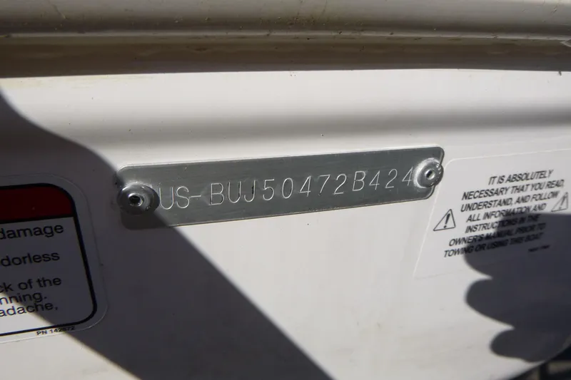 Slide: The Image of 2024 Tahoe T18 boat identification plate with serial number. - 23