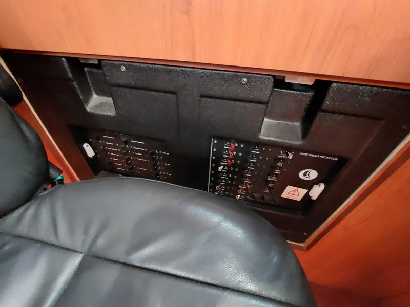 Slide: The Image of Electrical panel in a 2009 Hunter 49 yacht interior. - 6