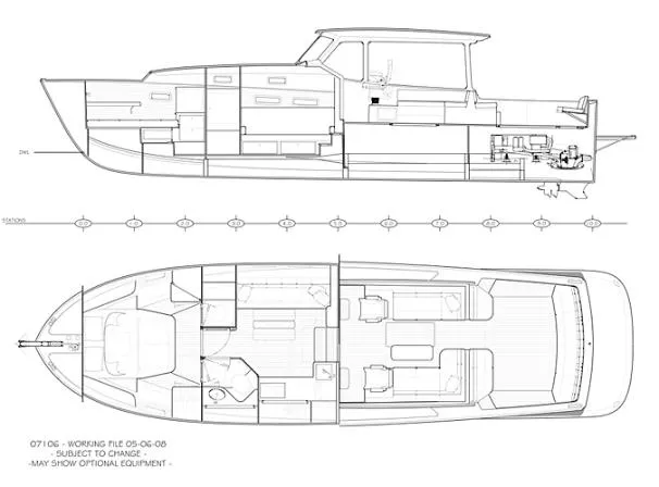 Slide: The Image of 2017 MJM 40z Downeast yacht helm with wooden wheel and navigation screens. - 21