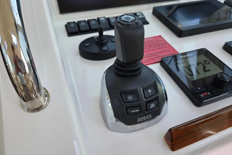 Slide: The Image of Control panel of 2017 MJM 40z Downeast boat with joystick and display. - 26