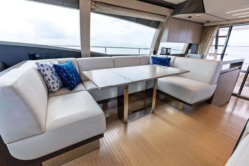 Slide: The Image of Luxurious interior of 2018 Ferretti Yachts 550 with elegant seating and modern design. - 57