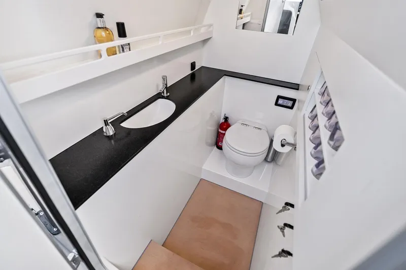 Slide: The Image of Luxurious 2025 Wajer 38s yacht bathroom with modern fixtures and sleek design. - 40