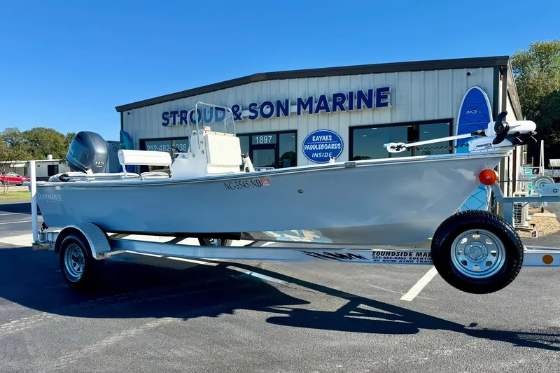 Slide: The Image of 2024 Lookout Bay 19 boat on trailer at Stroud & Son Marine dealership. - 4