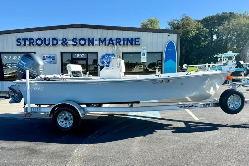Slide: The Image of 2024 Lookout Bay 19 boat on trailer at Stroud & Son Marine dealership. - 5