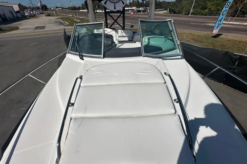 Slide: The Image of 2016 Monterey 295 Sport Yacht bow deck with anchor and hatch. - 85