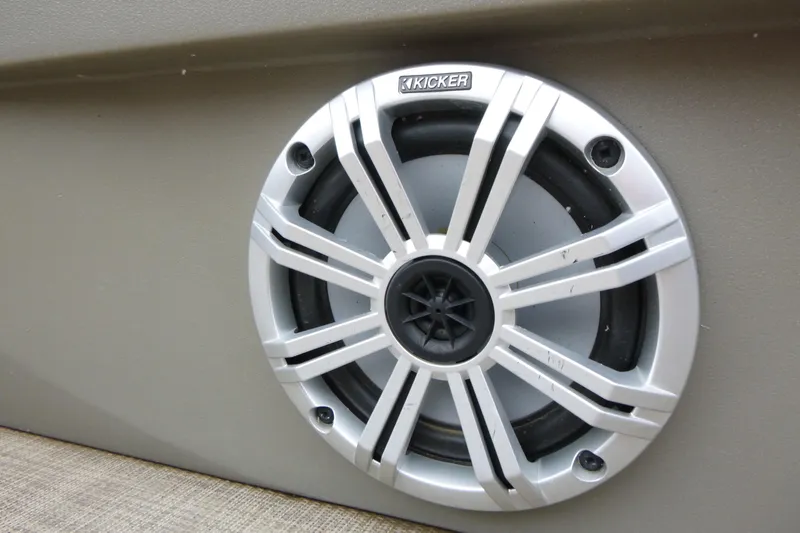 Slide: The Image of Kicker speaker on 2023 Sun Tracker Party Barge 20 DLX pontoon boat. - 22
