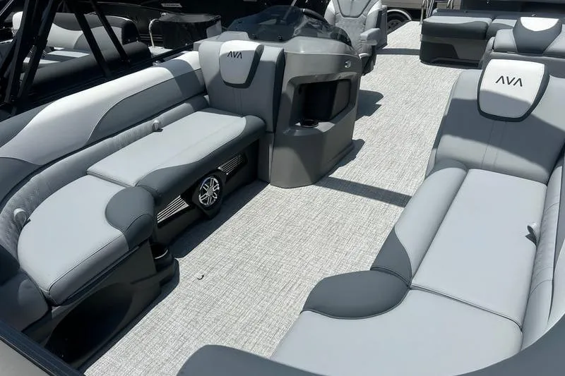 Slide: The Image of 2025 Avalon LSZ Cruise Rear Bench with luxurious gray seating and modern design. - 2