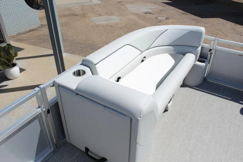 Slide: The Image of 2025 Avalon Venture 85 Versatile Rear Bench, 23 FT, luxurious seating with cup holder. - 17