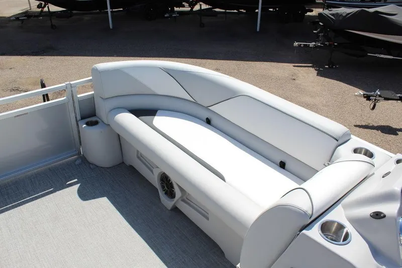 Slide: The Image of 2025 Avalon Venture 85 Versatile Rear Bench, 23 FT, luxurious seating area. - 20