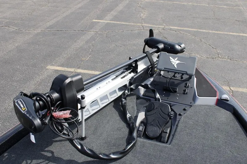 Slide: The Image of 2026 Skeeter ZXE21 boat with advanced trolling motor and control panel on deck. - 9
