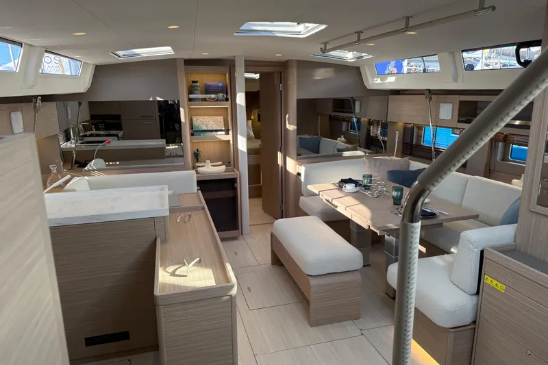 Slide: The Image of Luxurious interior of 2026 Beneteau Oceanis 52 yacht, featuring modern design and spacious layout. - 6