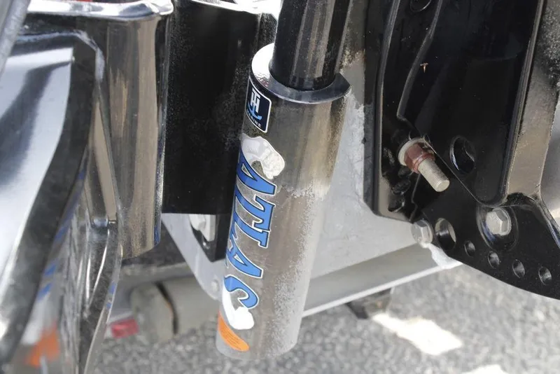 Slide: The Image of Close-up of a 2021 Phoenix 21 PHX boat component with Atlas branding. - 10