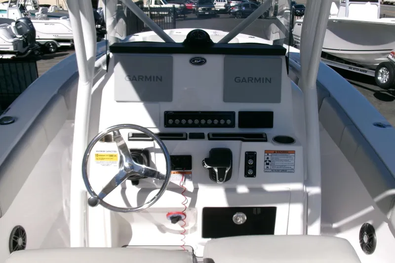 Slide: The Image of 2024 Sea Fox 248 Commander boat dashboard with Garmin navigation system. - 16