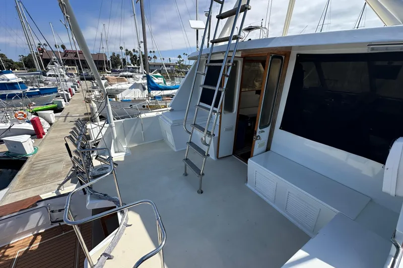 Slide: The Image of 1973 Elliott Yachtfisher "Diva" docked at marina, Channel Islands, sunny day. - 10