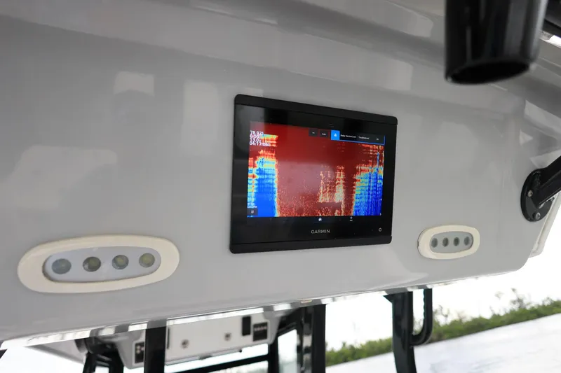 Slide: The Image of Garmin display on 2022 Sea Fox 368 Commander boat, showing sonar data. - 36