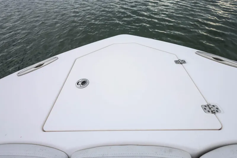 Slide: The Image of Bow of 2022 Sea Fox 368 Commander boat on calm water. - 40