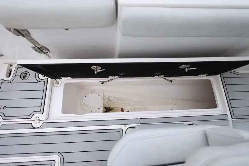 Slide: The Image of Open storage compartment on 2022 Sea Fox 368 Commander boat, featuring sleek design and ample space. - 45