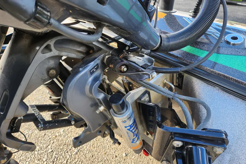 Slide: The Image of Close-up of 2019 Skeeter FX21 boat engine components and wiring. - 9