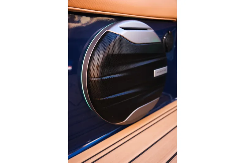 Slide: The Image of 2026 MasterCraft XT22 boat speaker detail with sleek design and premium finish. - 16