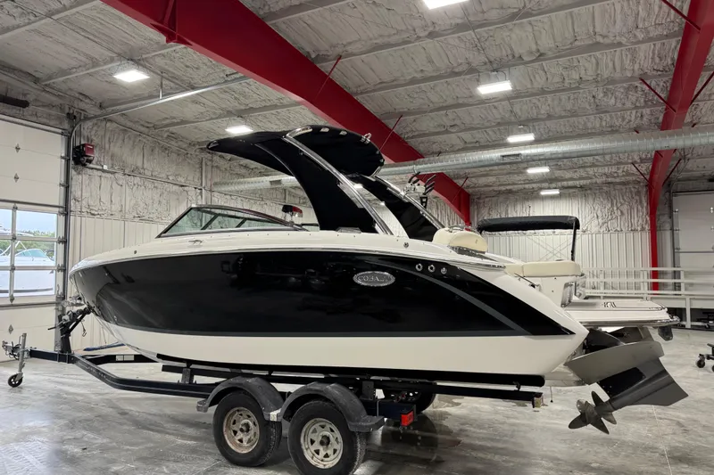 Slide: The Image of 2018 Cobalt R5 Surf boat on trailer in indoor storage facility. - 4