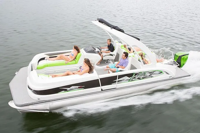 Slide: The Image of Battery charger setup in a 2018 Manitou 25 X-Plode XT RFX boat. - 6