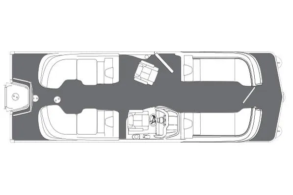 Slide: The Image of 2018 Manitou 25 X-Plode XT RFX pontoon boat interior with plush seating and modern design. - 7
