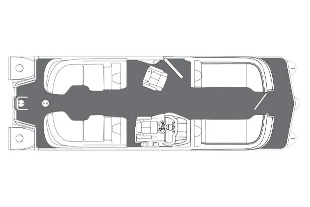 Slide: The Image of 2018 Manitou 25 X-Plode XT RFX pontoon boat interior with gray seating and open deck. - 8